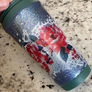 Insulated coffee cup glitter tumbler lid hand made
